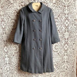 1960s 1970s Gray Wool Princess Seam Coat 38 Bust